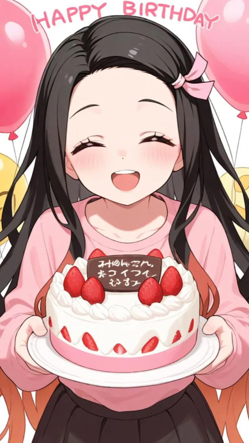 ai character: Nezuko birthday! background