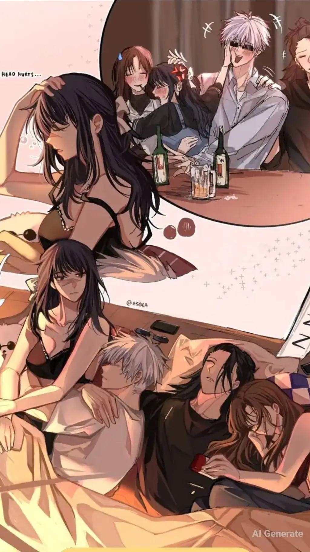 ai character: jjk sleepover background