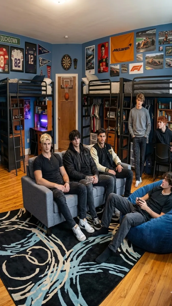 ai character: Boys dorm room  background