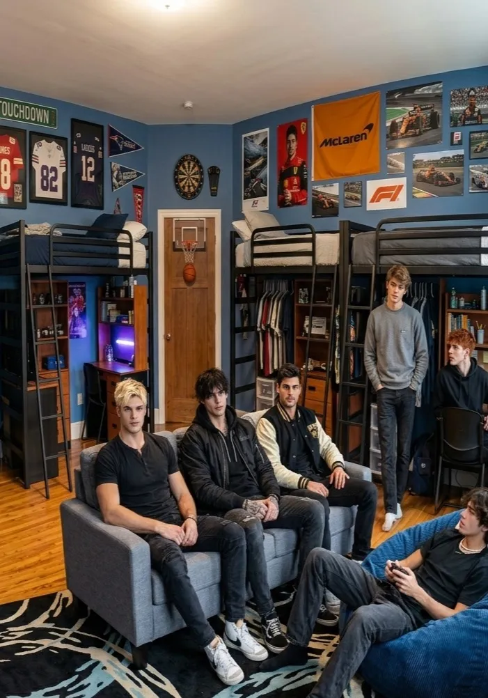 chat with ai character: Boys dorm room 