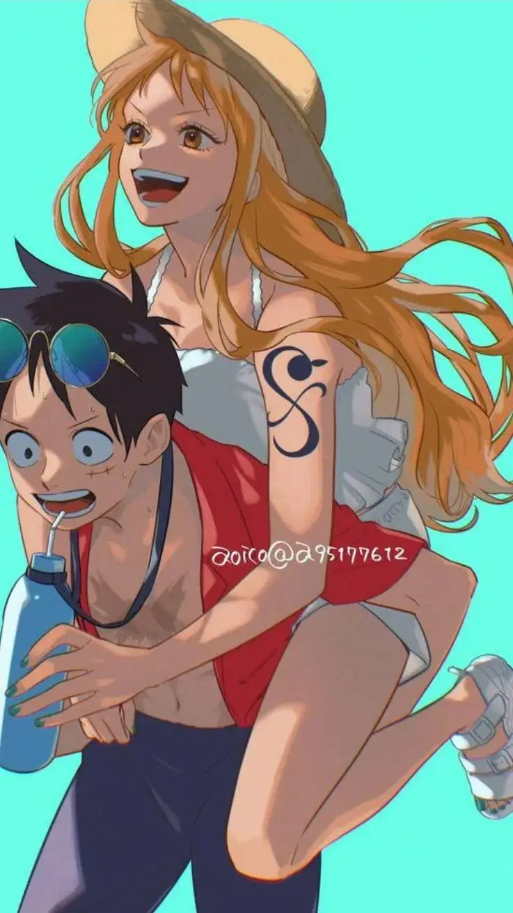 ai character: Luffy x nami background