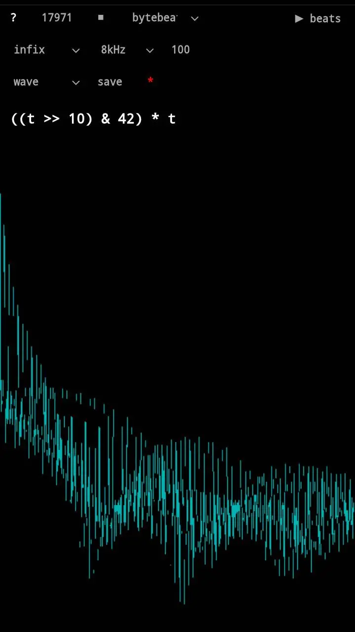 ai character: Bytebeat code background