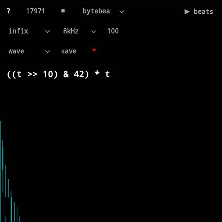 chat with ai character: Bytebeat code
