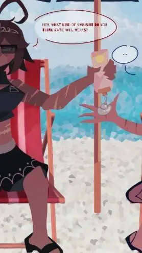 ai character: FPE beach but frt  background
