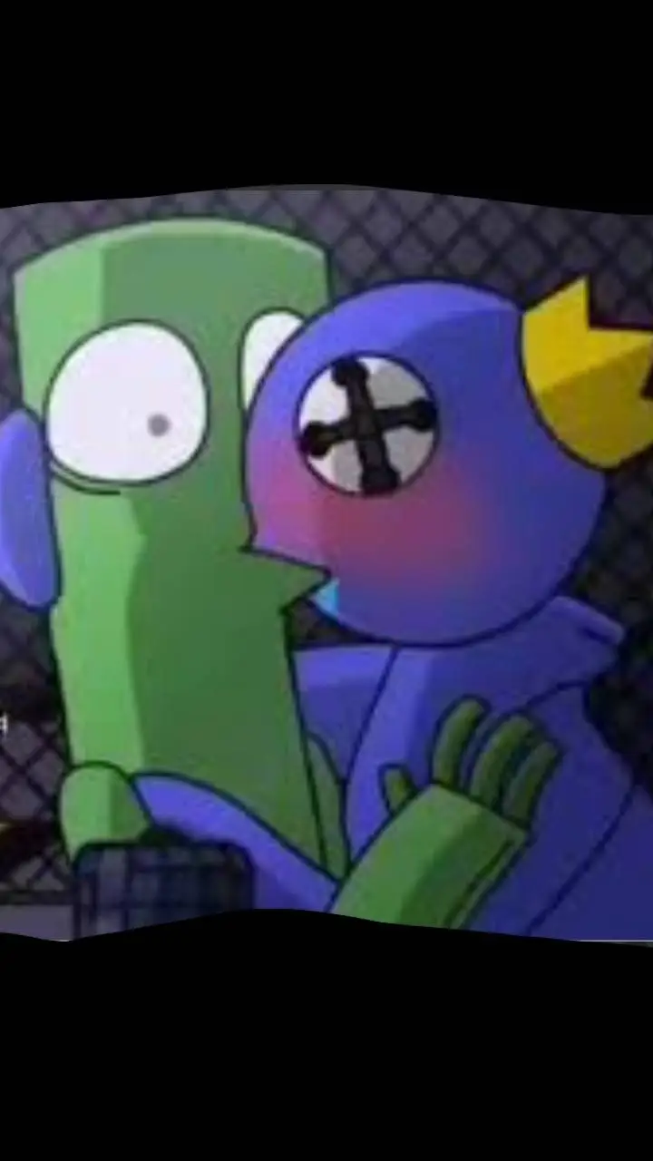 ai character: blue x green background