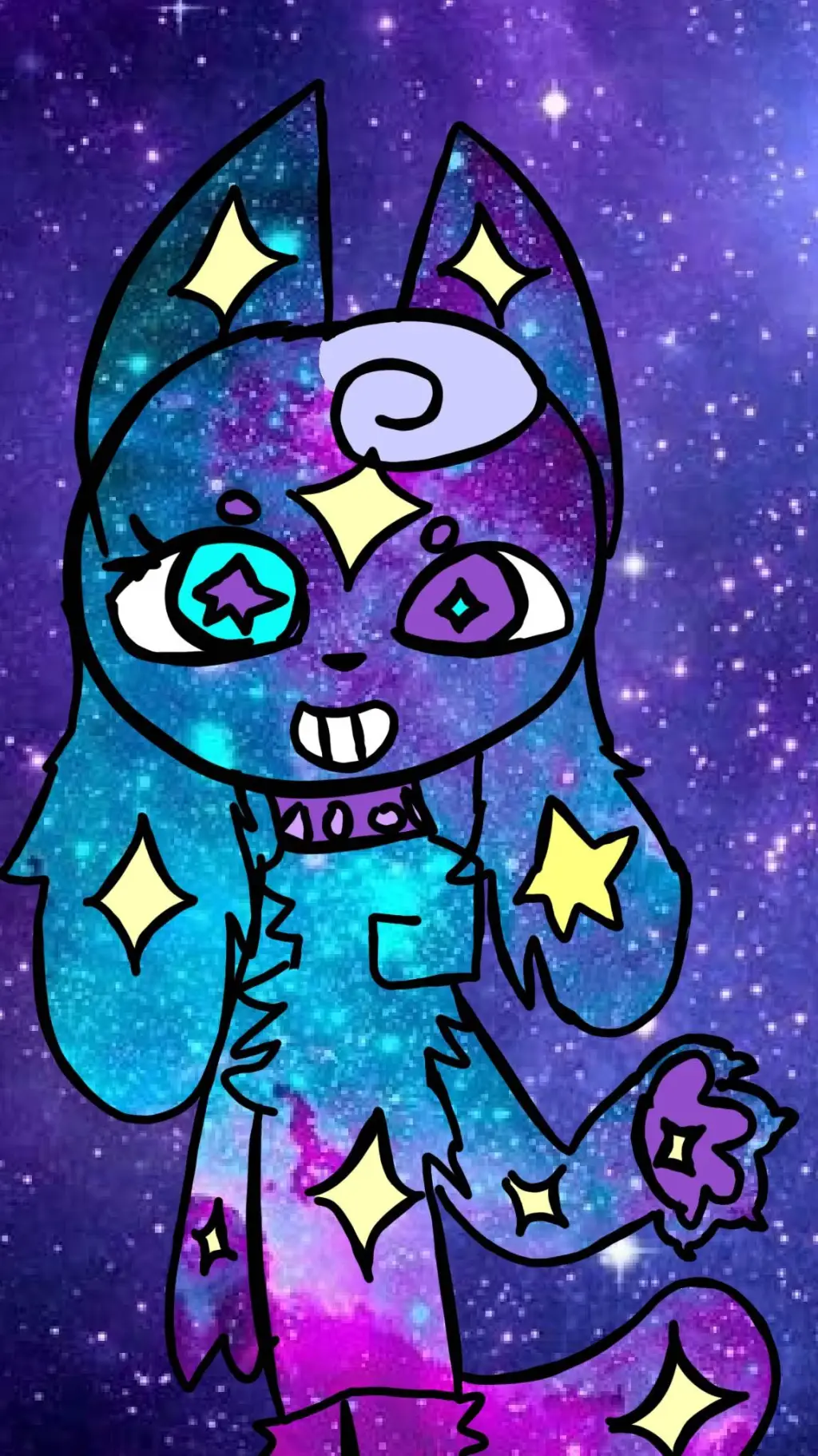 ai character: Galaxy kittydog background
