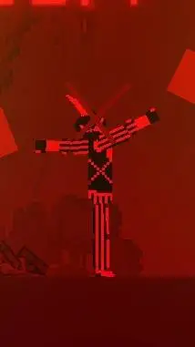 ai character: red neon melon background