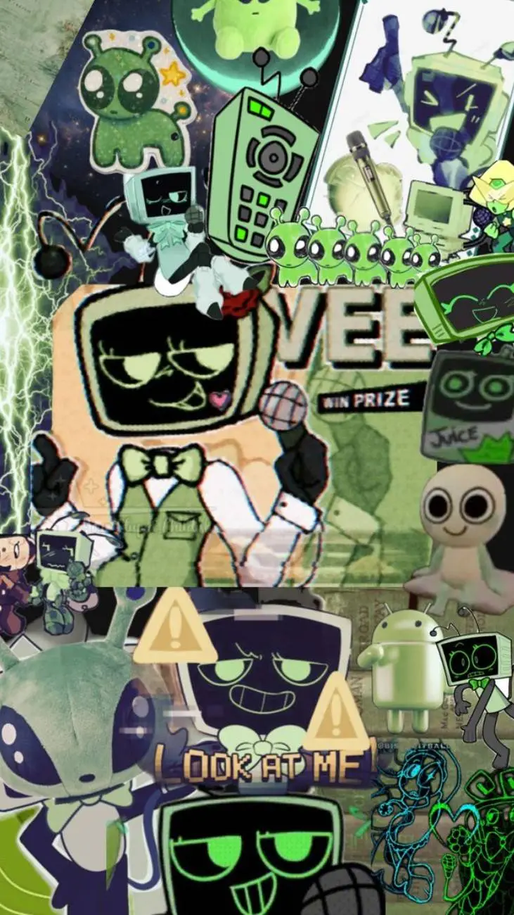 ai character: ✨💚📺vee📺💚✨ background