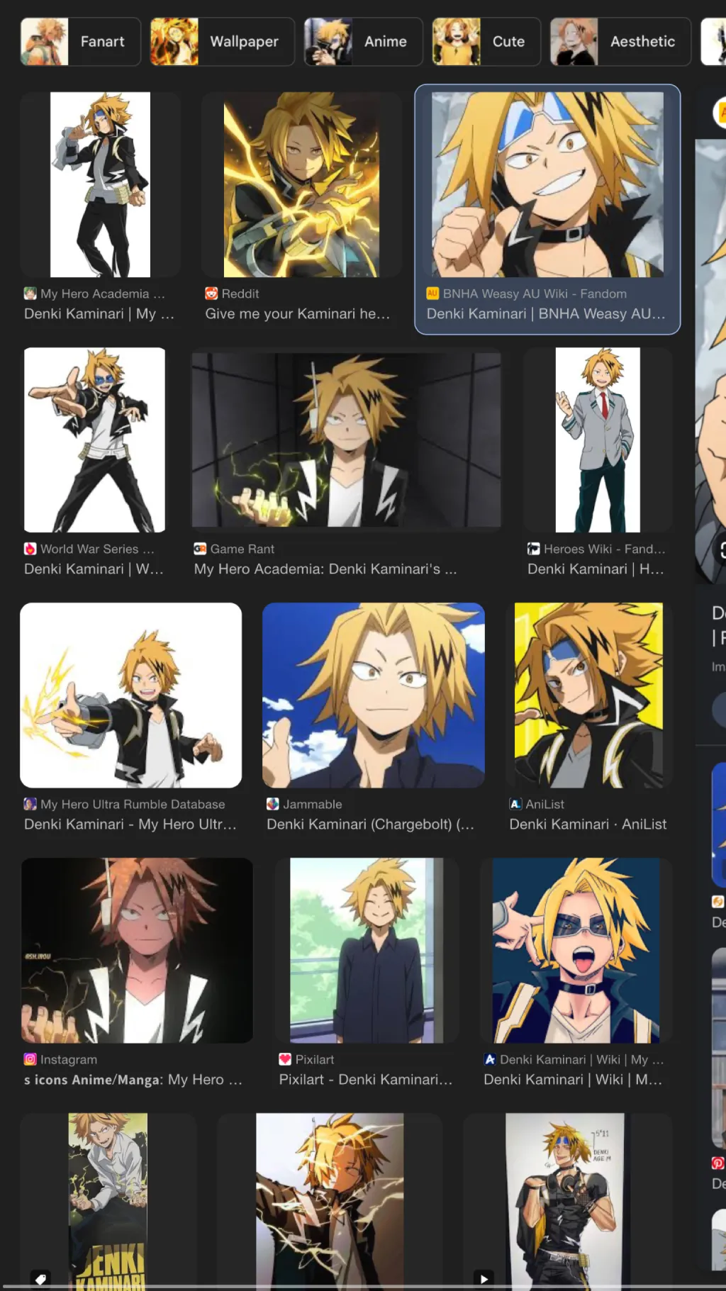 ai character: Denki Kaminari background