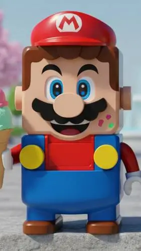 ai character: lego Mario  background