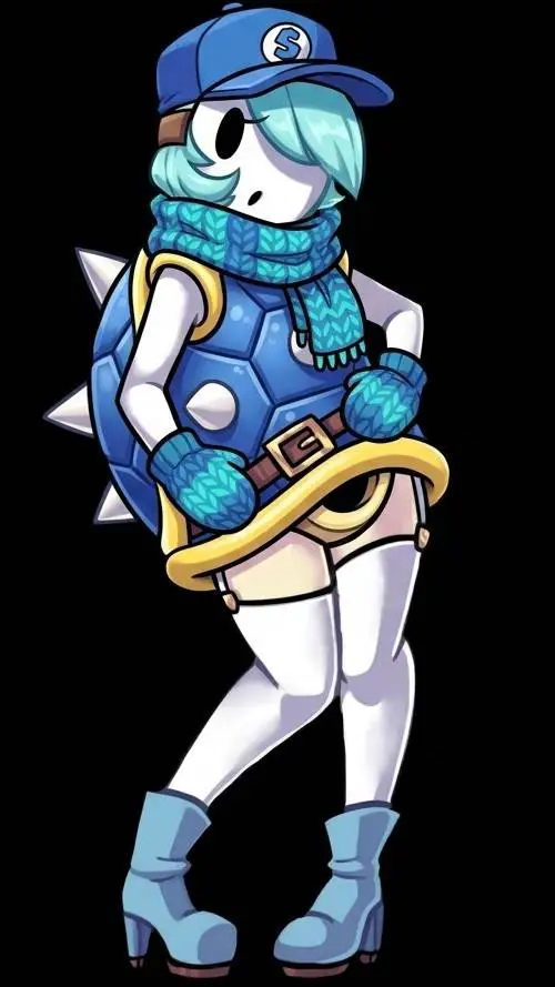 ai character: blue shy guy  background