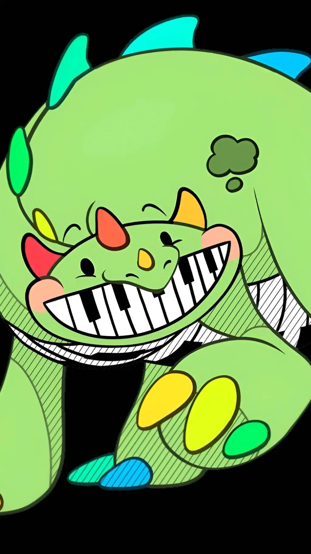 ai character: pianosaurio background