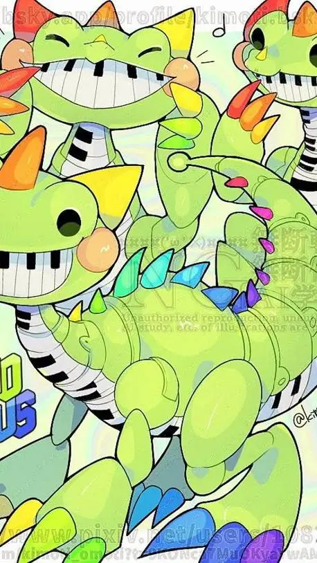 ai character: pianosaurio  background