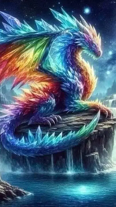 ai character: rainbow crystal background