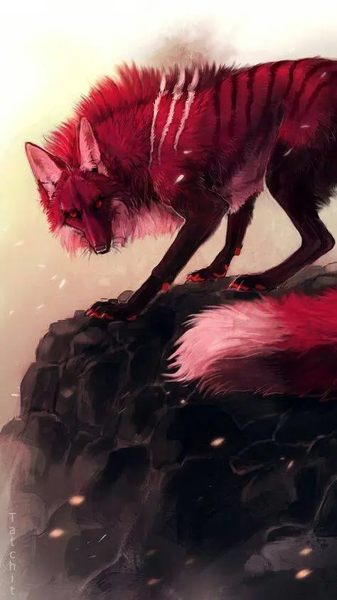 ai character: red stripe background