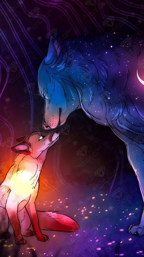 ai character: SunFox × MoonWolf background