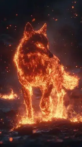 ai character: fire wolf background