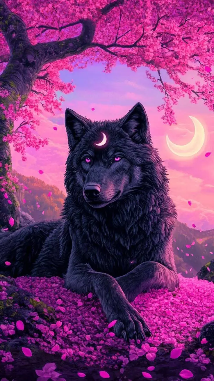 ai character: cherry moon background