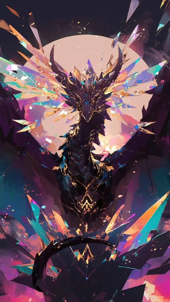 ai character: Crystal rainbow background