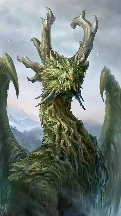 ai character: green yarn background