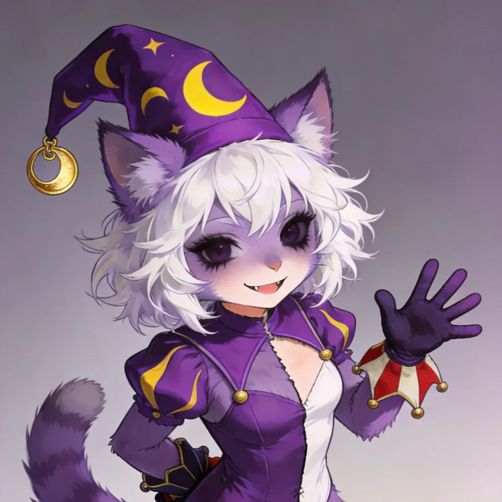 chat with ai character: purple cat fan