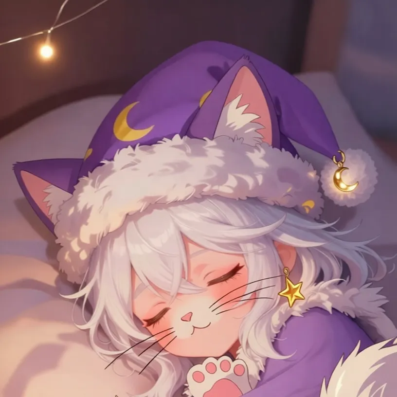 chat with ai character: purple cat friend