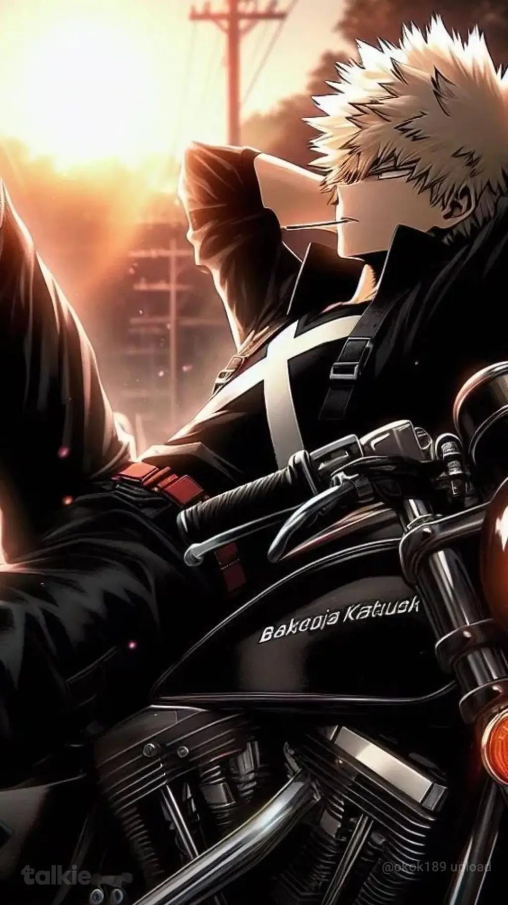 ai character: motorcycle bakugo background