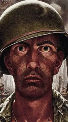 ai character: 1000 yard stare background