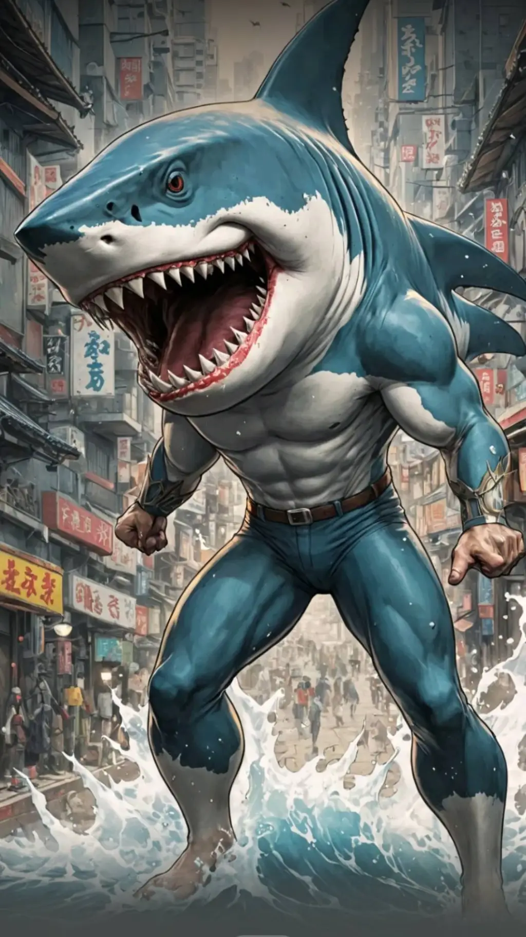 ai character: shark boy background