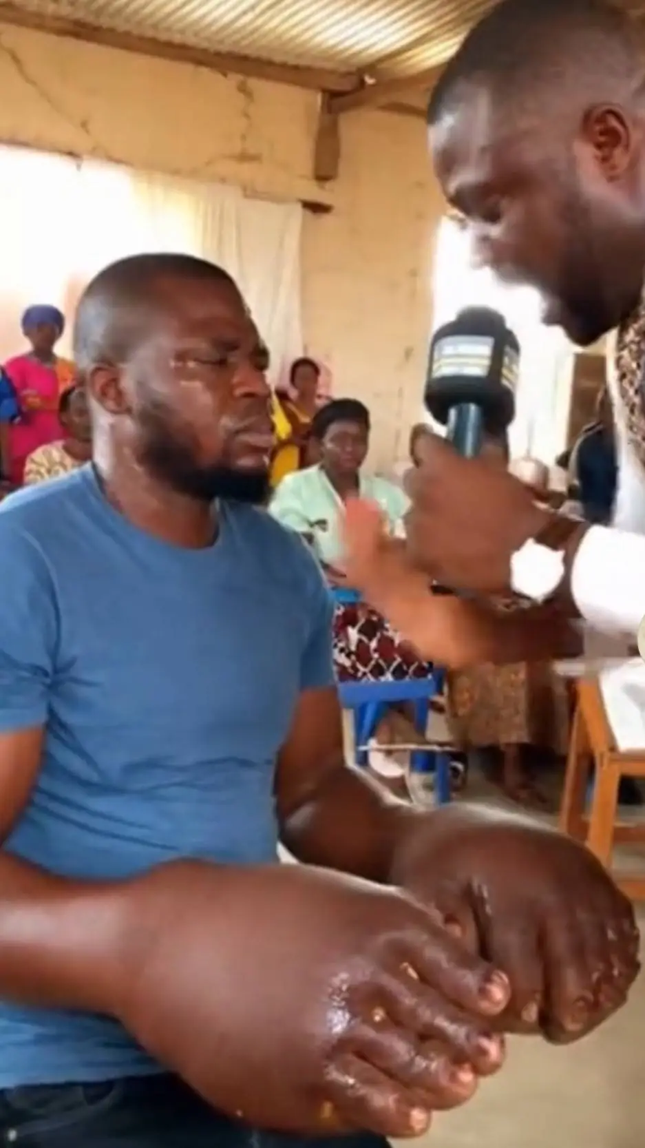 ai character: black man big hand background