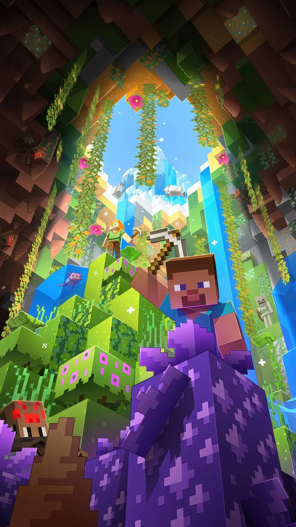 ai character: steve en la cueva background