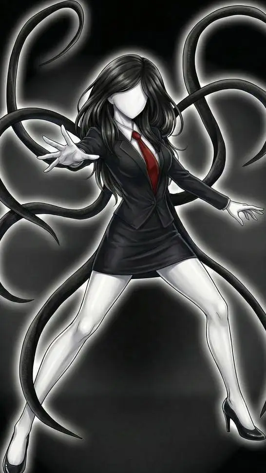 ai character: Slenderwoman 🖤🌑 background