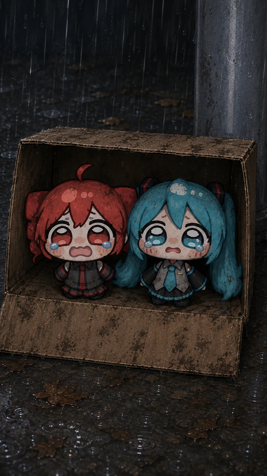ai character: Miku and Teto  background