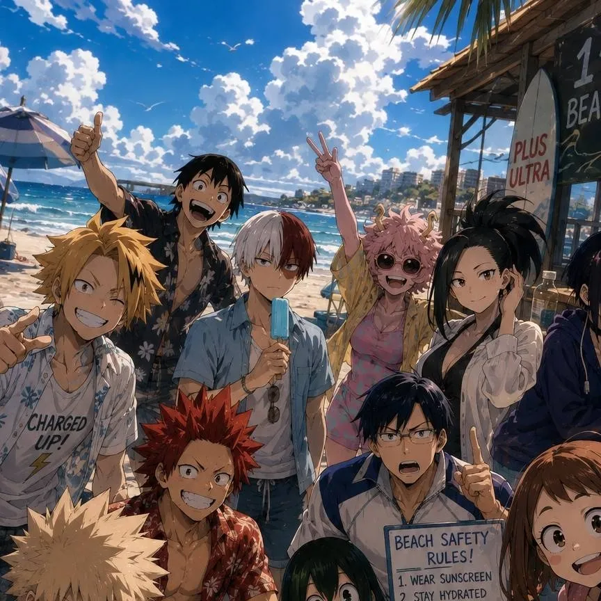 chat with ai character: MHA Beach Episode