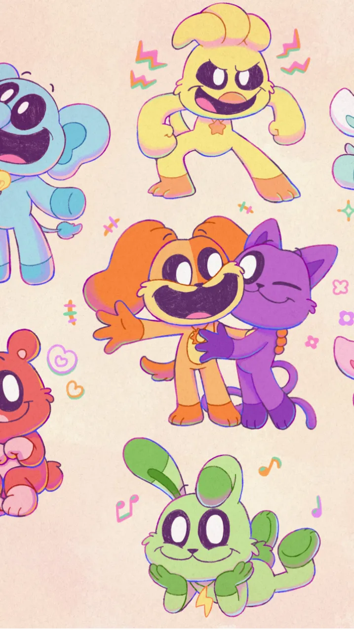 ai character: Smiling critters background