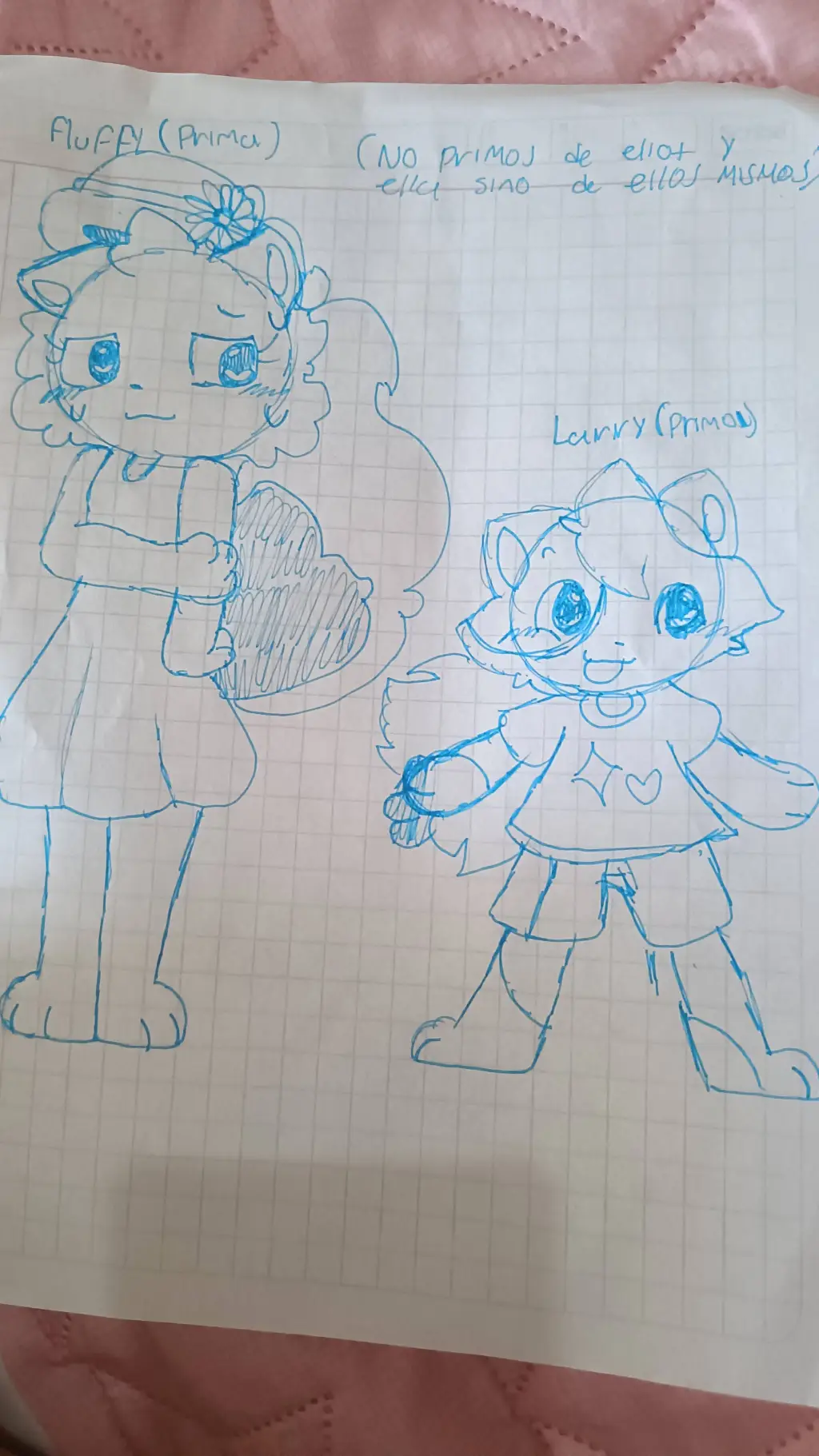 ai character: fluffy y Larry  background