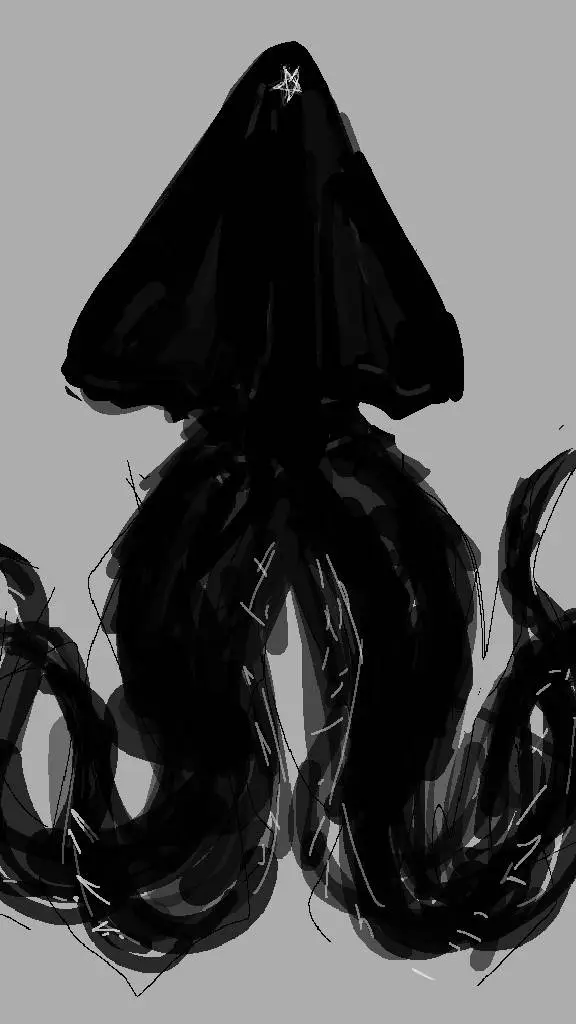 ai character: black squid background