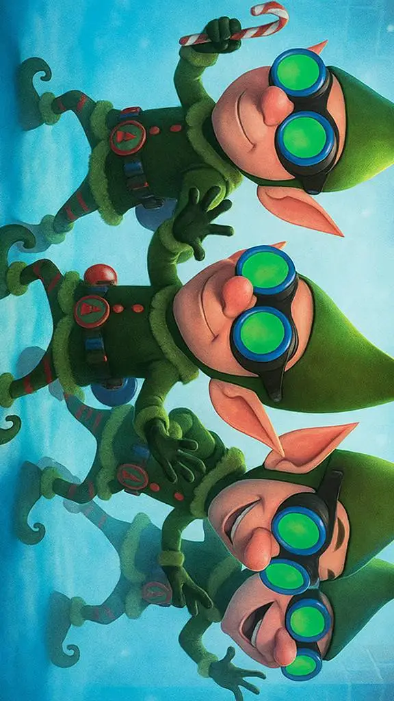 ai character: spy elfs & santa  background