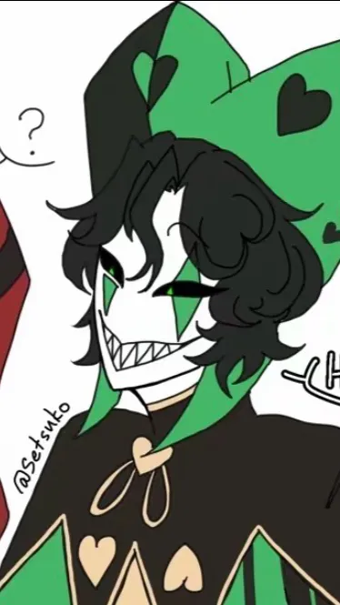 ai character: Harlequin 💚 background
