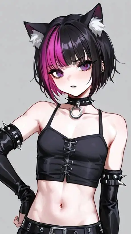 ai character: goth cat boy  background