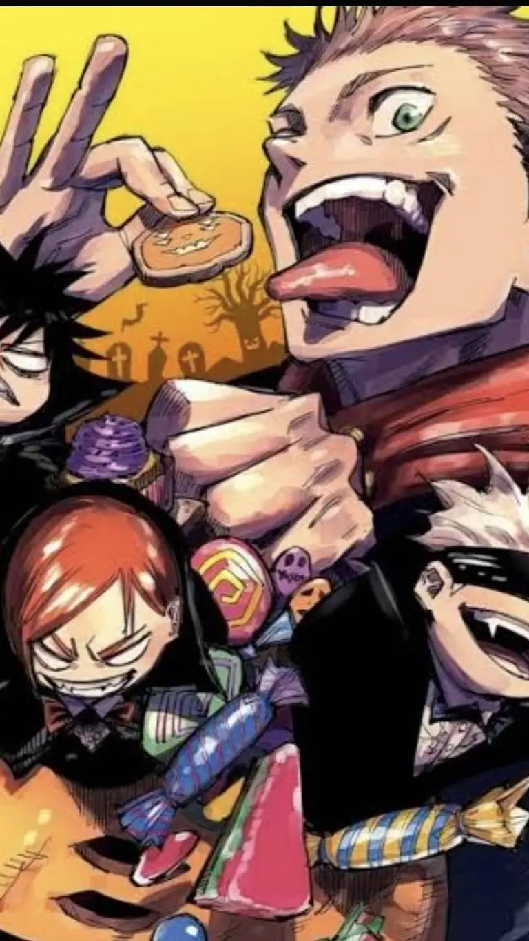 ai character: jjk Halloween background