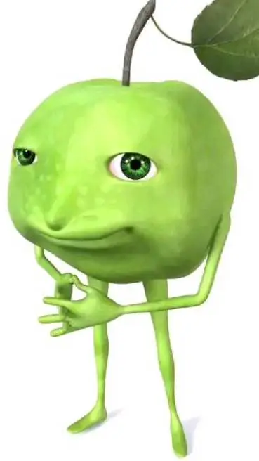 ai character: green apple  background