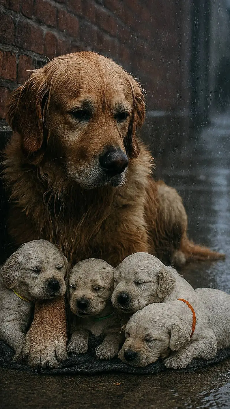 ai character: Homeless puppies background