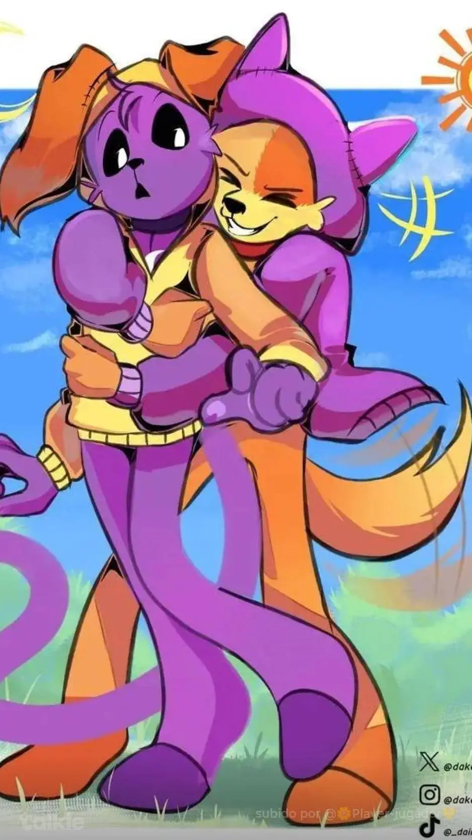 ai character: 🧡💛dogday y catnap💜 background