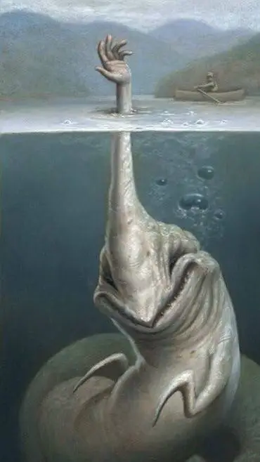 ai character: Sea monster hand background