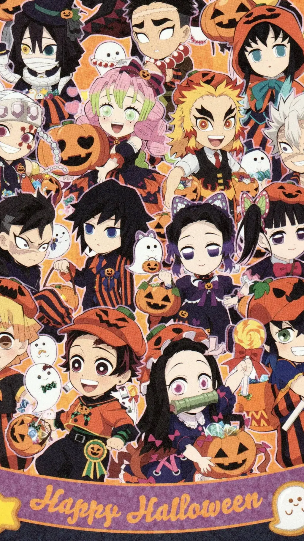ai character: kny Halloween background