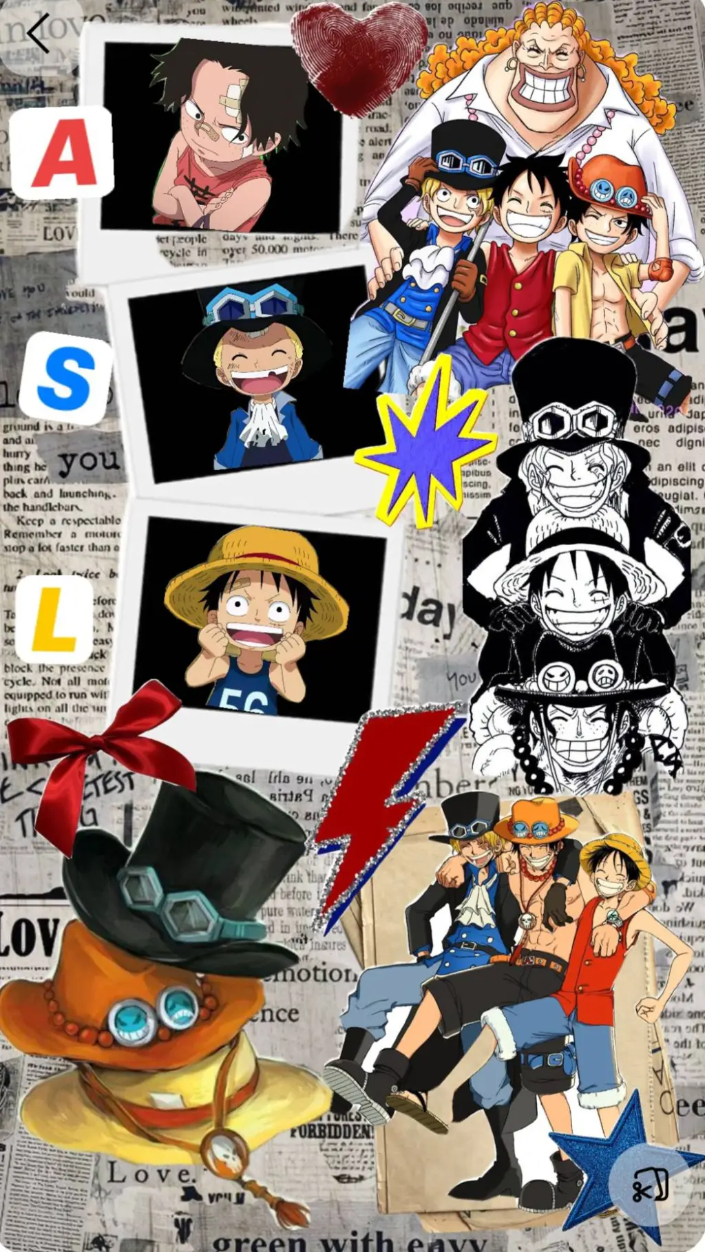 ai character: Ace Sabo Luffy background