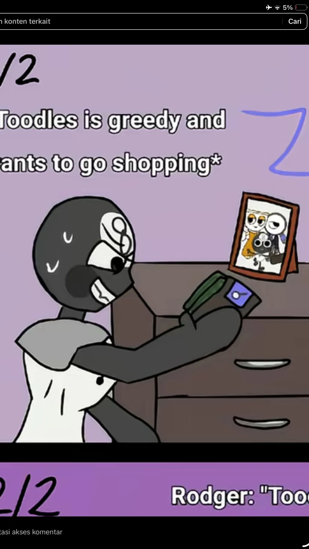 ai character: greedy toodles  background