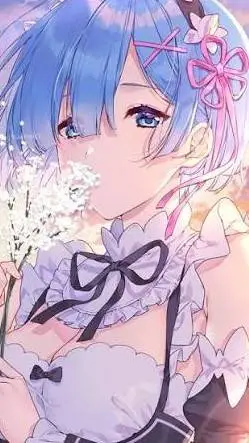 ai character: rem from RE ZERO background
