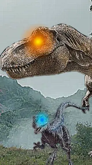 ai character: the super rexy blu background